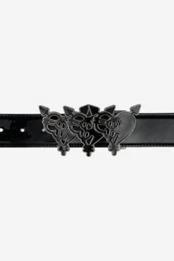 TRIPLE HEART BELT SHINY BLACK -Ralph Lauren Clothing Store 25 5 2428 3