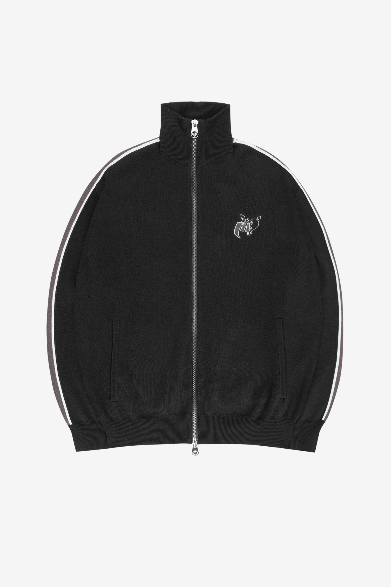 KNIT TRACK JACKET BLACK 1 KNIT TRACK JACKET BLACK