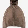 OIL WASHED PUFFER JACKET BROWN