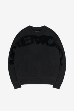 FURRY KNIT SWEATER ALL BLACK