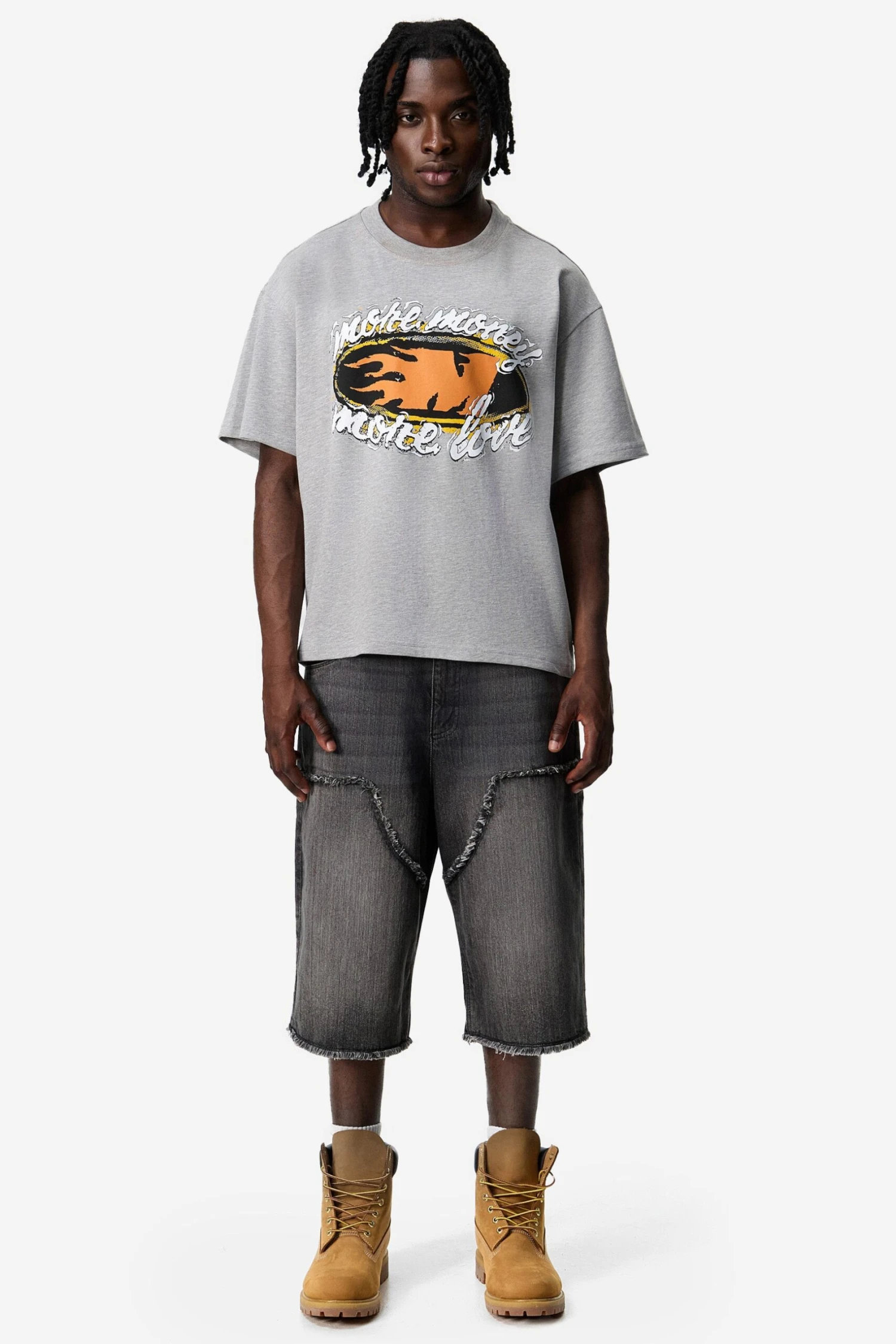 FLAMING M TEE GREY MELANGE 5 FLAMING M TEE GREY MELANGE - Image 5