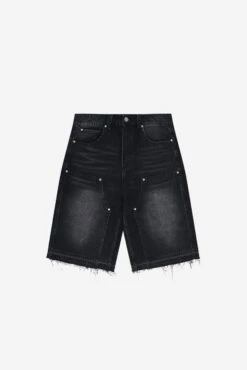 RHINESTONE CARPENTER JORTS BLACK