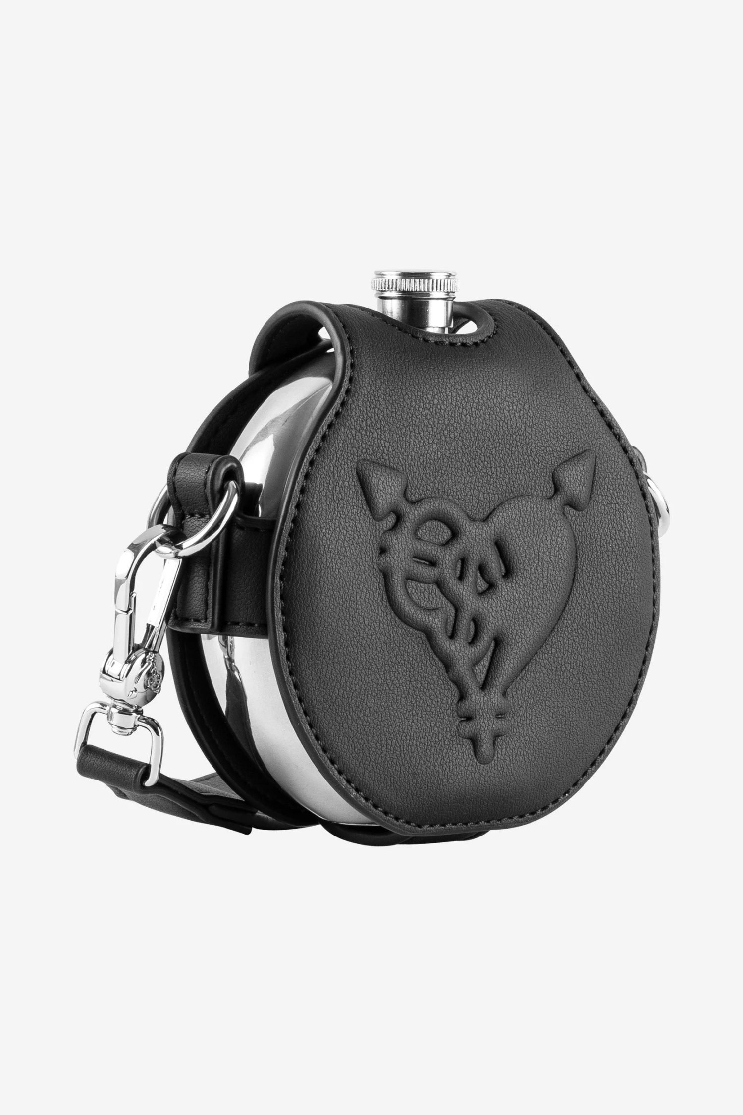 PUNCHED HEART HIP FLASK BAG BLACK 1 PUNCHED HEART HIP FLASK BAG BLACK