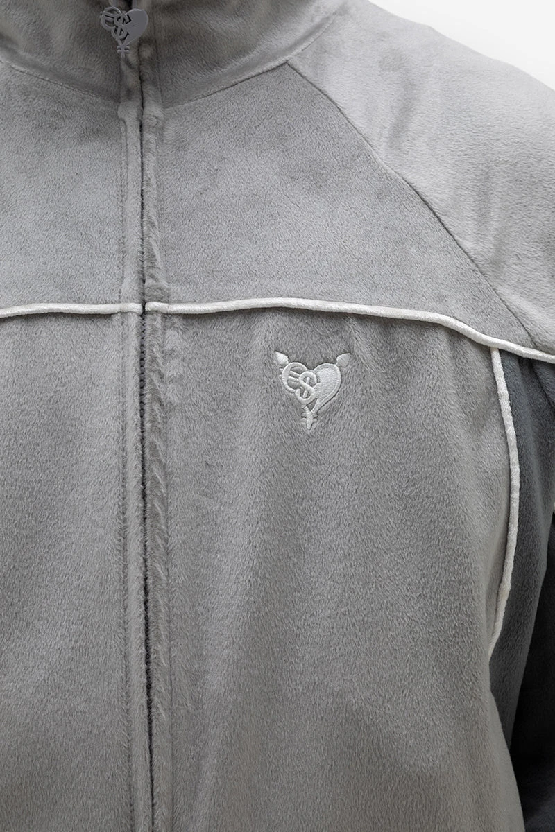 VELOUR JACKET GREY 5 VELOUR JACKET GREY - Image 5