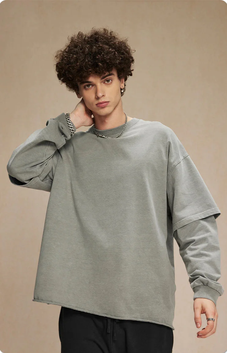 Front Page -Ralph Lauren Clothing Store Washed Mock Double Layer Long Sleeve T Shirt streetwear techwear 8